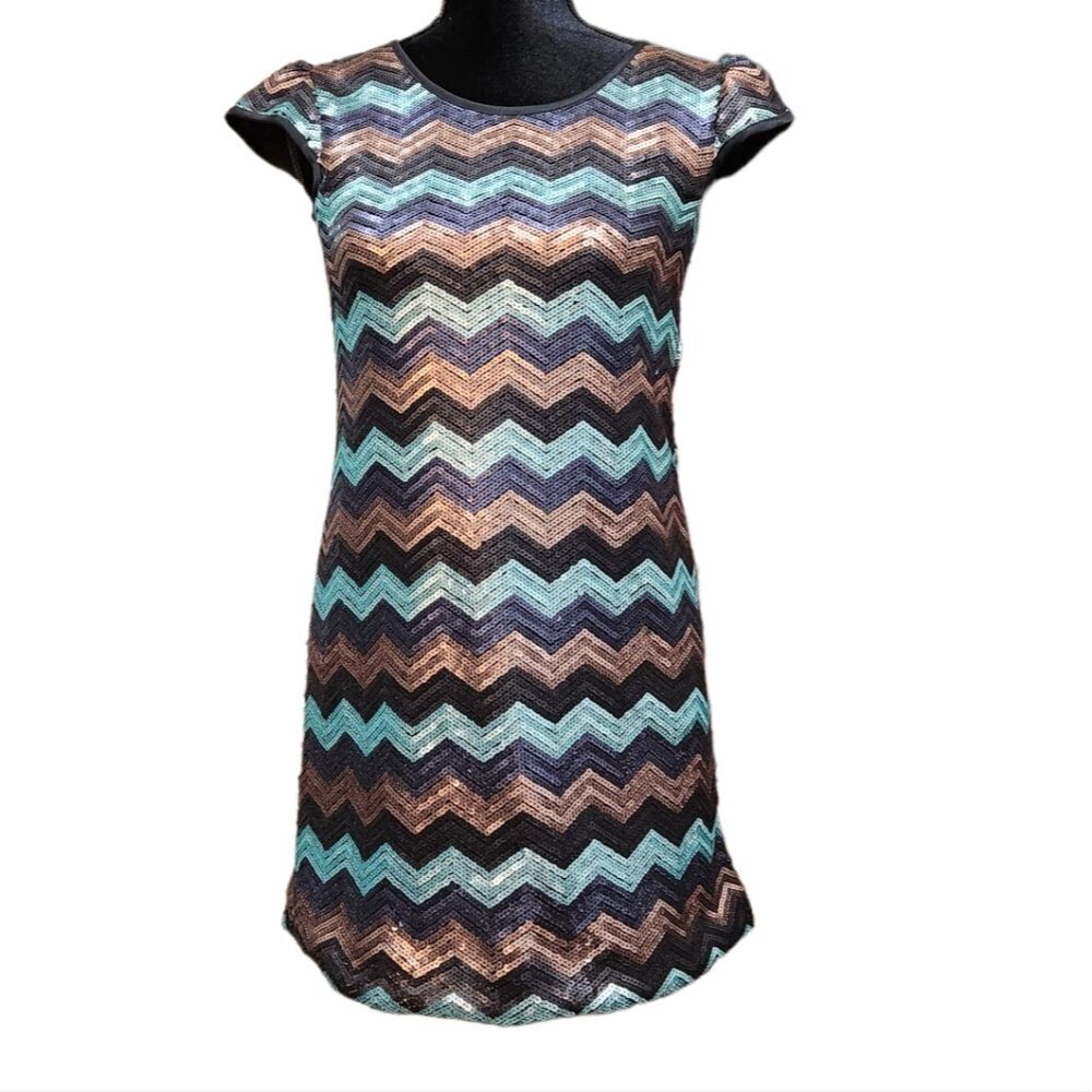 Pippa and Julie Chevron Pattern Sequinned Special Occasion Dress 16